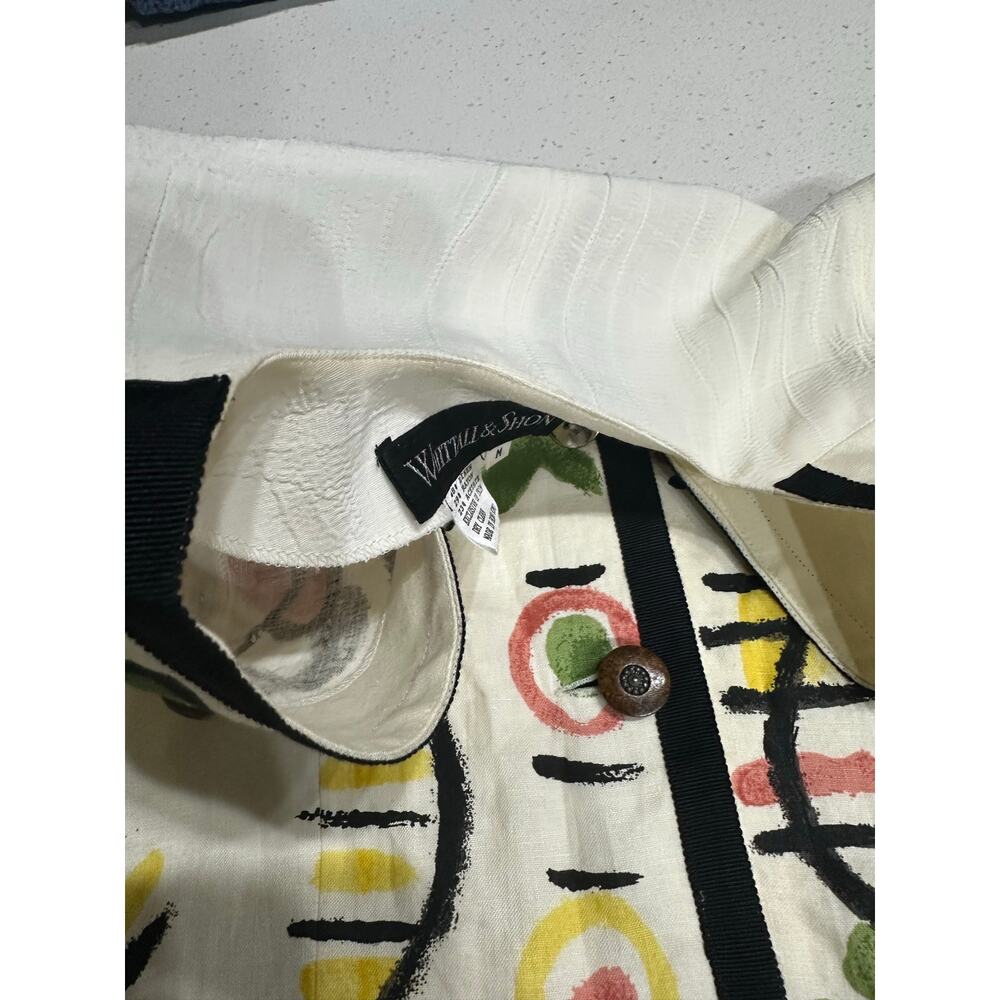 Vintage Whittall & Shon Women’s Vest button up Tye Back Abstract Art to wear M - Picture 9 of 11